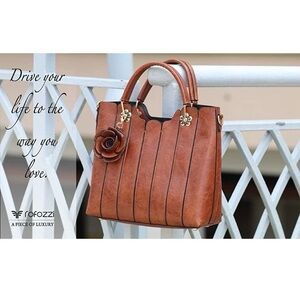 Rofozzi Ladies Leather Bag Top Handles Cross Body Strap Handbag Purse Flower 🌺